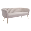 ZUO Deco Modern Polyester Velvet Upholstered Sofa in Beige & Gold