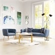 ZUO Deco Modern Polyester Velvet and Stainless Steel Sofa in Gray & Gold