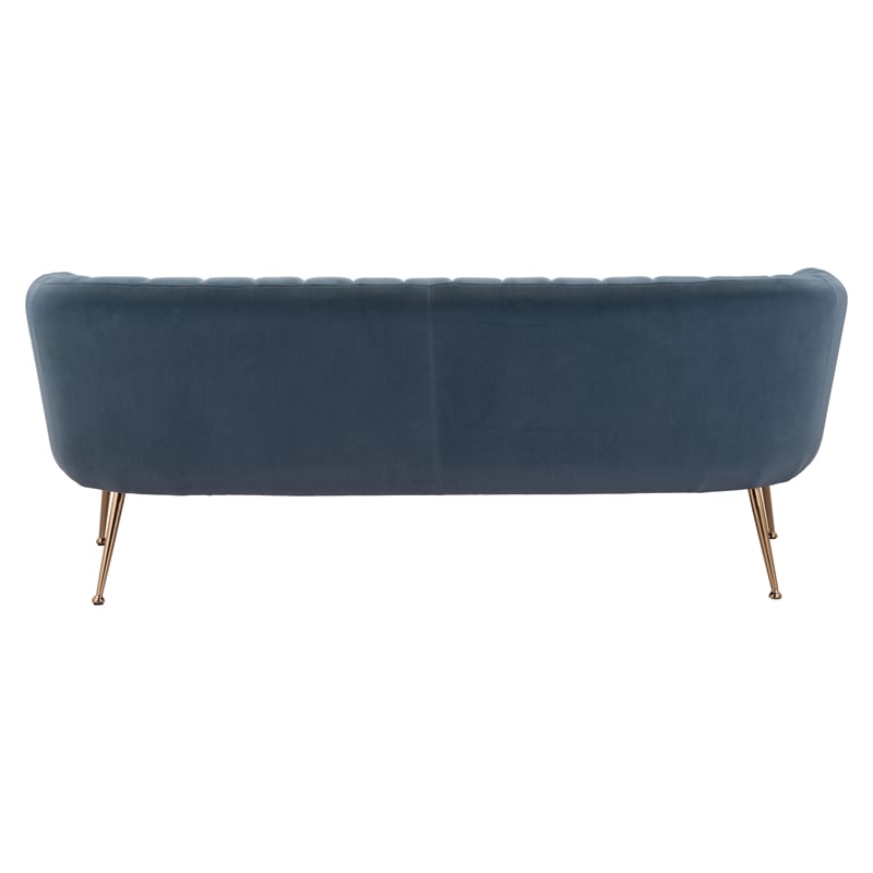 ZUO Deco Modern Polyester Velvet and Stainless Steel Sofa in Gray & Gold