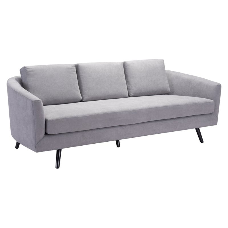 ZUO Divinity Modern Polyester Velvet Upholstered Sofa in Gray