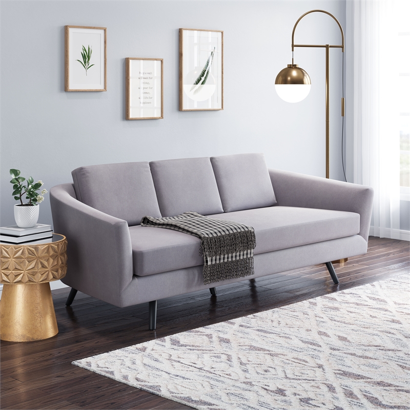 ZUO Divinity Modern Polyester Velvet Upholstered Sofa in Gray