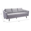 ZUO Divinity Modern Polyester Velvet Upholstered Sofa in Gray