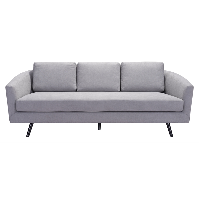ZUO Divinity Modern Polyester Velvet Upholstered Sofa in Gray