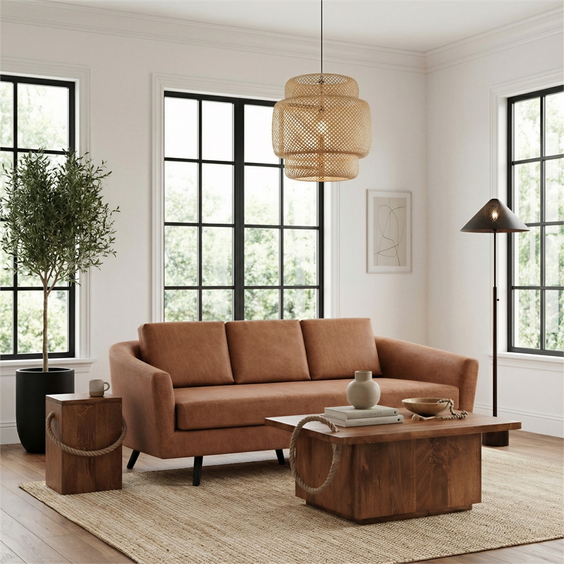 ZUO Divinity Modern Polyurethane Upholstered Sofa in Brown