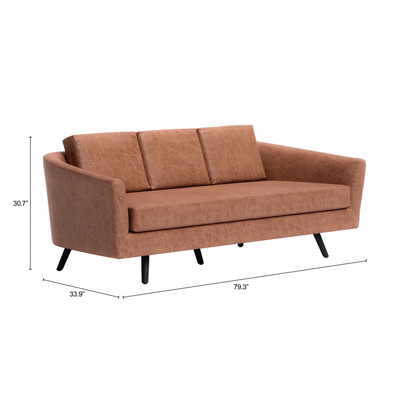 ZUO Divinity Modern Polyurethane Upholstered Sofa in Brown