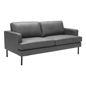ZUO Decade Modern Polyurethane Upholstered Sofa in Vintage Gray/Black
