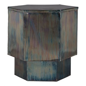 zuo mike modern style plated metal side table in blue finish