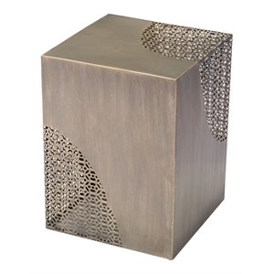 zuo ines modern steel metal accent table in antique gold finish