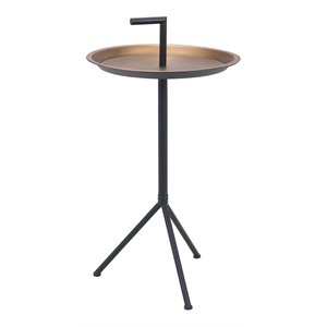 zuo mercy modern steel metal accent table in gold and black finish
