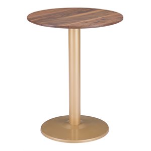 zuo alto modern steel metal and mdf bistro table in brown/gold
