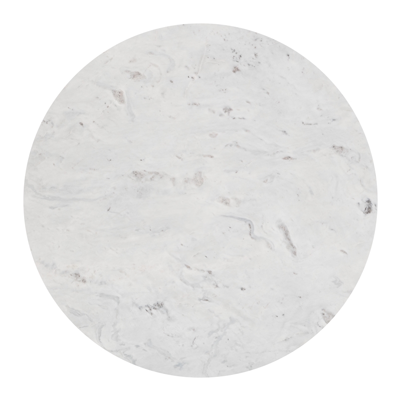 ZUO Fullerton Natural Marble Top Round Dining Table in White & Gold