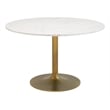 ZUO Ithaca Marble Top Round Dining Table in White and Gold