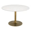 ZUO Ithaca Marble Top Round Dining Table in White and Gold