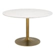 ZUO Ithaca Marble Top Round Dining Table in White and Gold