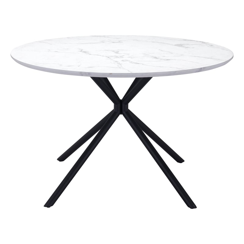 ZUO Amiens MDF Laminate Top with Marble Print Dining Table in White