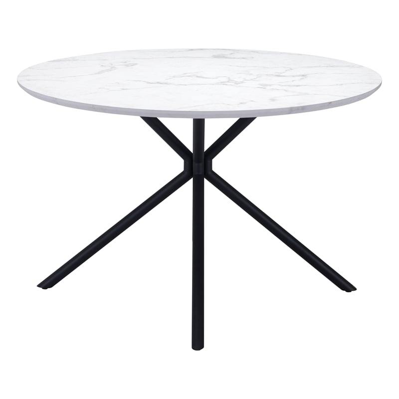 ZUO Amiens MDF Laminate Top with Marble Print Dining Table in White