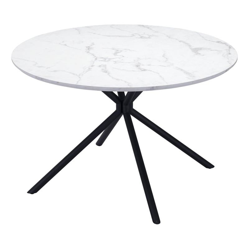 ZUO Amiens MDF Laminate Top with Marble Print Dining Table in White