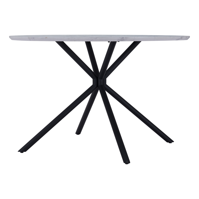 ZUO Amiens MDF Laminate Top with Marble Print Dining Table in White