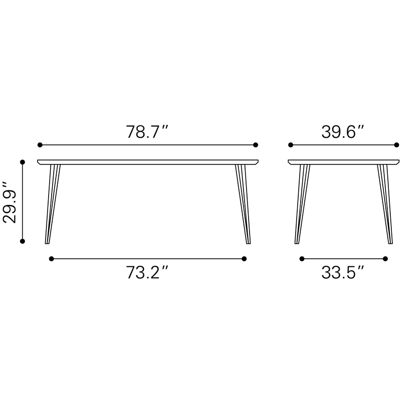 ZUO Perpignan Engineered Wood Top Dining Table in Brown