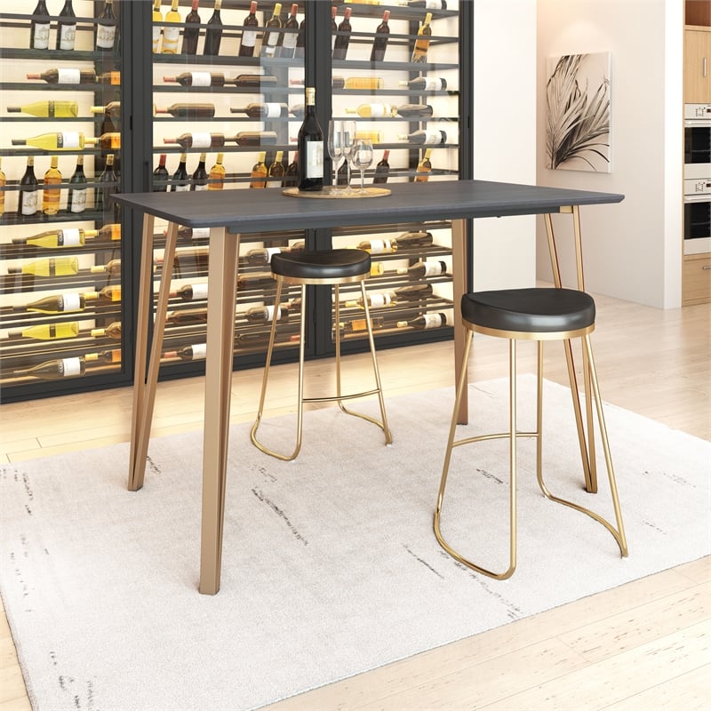 ZUO Deus Modern Style Steel and MDF Counter Table in Black