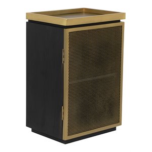 zuo nazzier modern acacia wood and steel bar cabinet in black finish