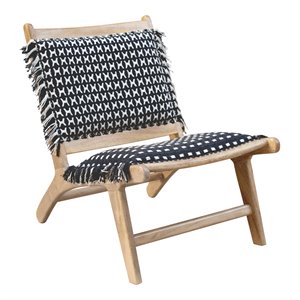 zuo williamsburg mango wood polyurethane foam and cotton accent chair in black