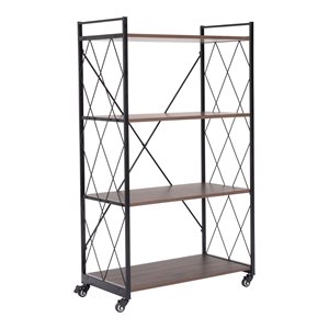 zuo romania modern style steel and mdf shelf in brown and black finish