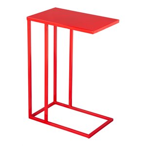 zuo atom modern style iron and aluminum side table in red finish