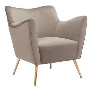 zuo zoco modern steel foam and polyester accent chair in beige