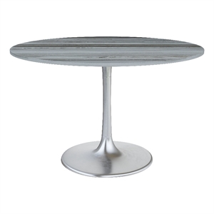 ZUO Star City 48&quot Marble Top Round Dining Table in Gray & Silver