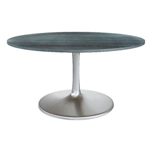 ZUO Metropolis 60&quot Marble Top Round Dining Table in Gray & Silver