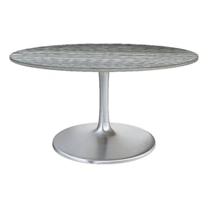 ZUO Star City 60&quot Marble Top Round Dining Table in Gray & Silver