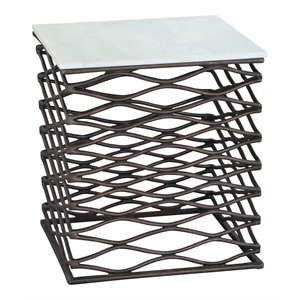 zuo duke modern aluminum marble and mdf side table in bronze