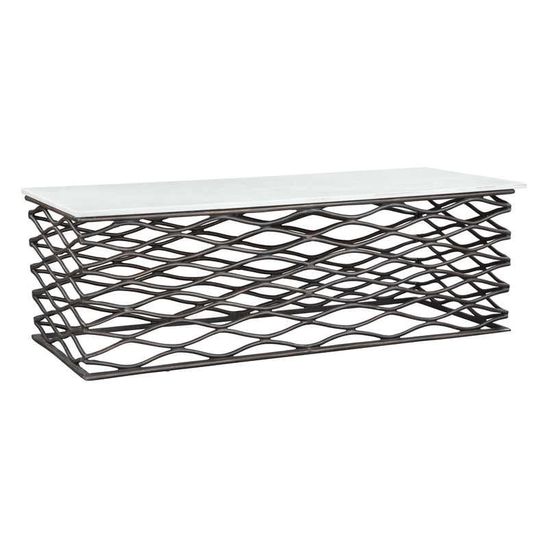 ZUO Duchess Coffee Table in White & Antique Bronze