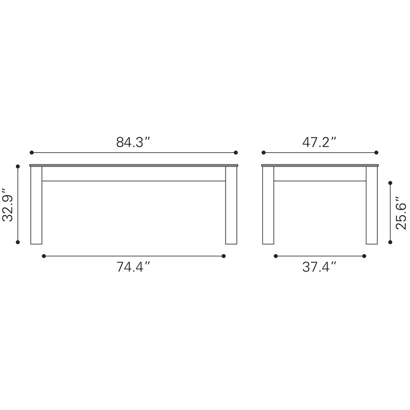 ZUO Bonker 3-in-1 Engineered Wood Rectangular Table in Brown
