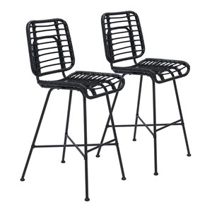 zuo murcia modern steel and polyethylene bar chairs in black finish (set of 2)