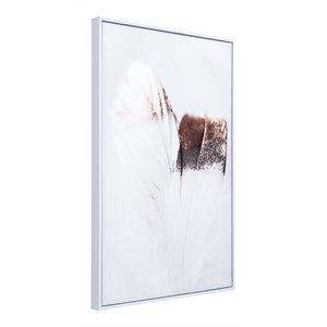 zuo modern pine wood mdf delicate feather canvas wall art in white