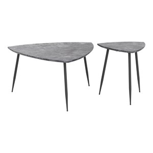 zuo normandy modern steel and mdf wood table set in gray finish