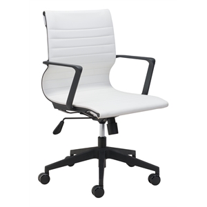 ZUO Stacy Faux Leather Upholstered Office Chair in White/Black