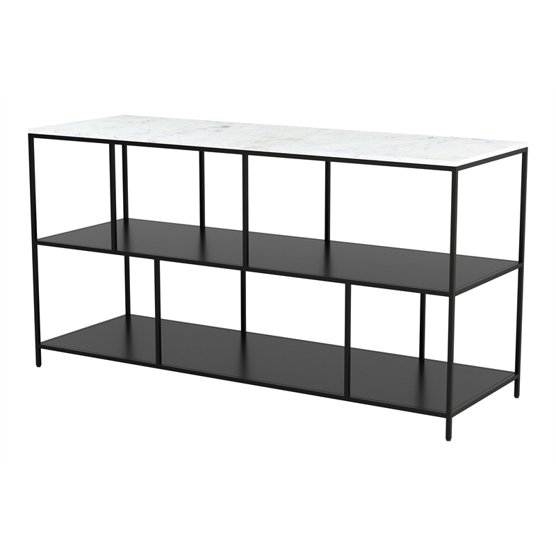 ZUO Singularity Marble Top Rectangular Console Table in White & Black