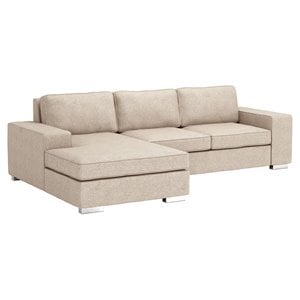 ZUO Brickell Modern Pine Wood Polyurethane and Polyester Sectional in Beige