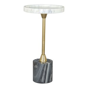 ZUO Johan Modern Style Iron and Marble Side Table in Gray/Gold/White