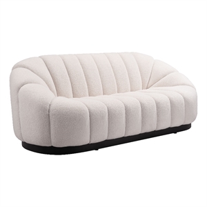 ZUO Bhutan Polyester Shearling Fabric Upholstered Sofa in Cream