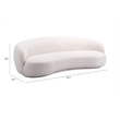 ZUO Tibet Polyester Shearling Fabric Upholstered Sofa in Cream