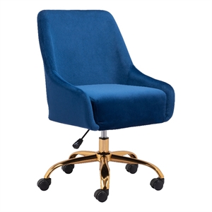 ZUO Madelaine Adjustable Height Engineered Wood Office Chair in Navy Blue/Gold