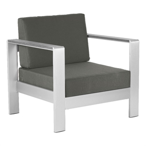 ZUO Cosmopolitan Outdoor Aluminum Armchair with Armrest in Dark Gray