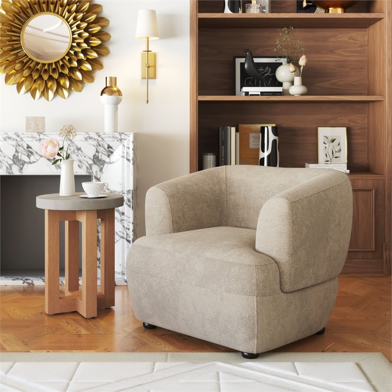 ZUO Bekker Velvet Upholstered Accent Chair in Golden Beige