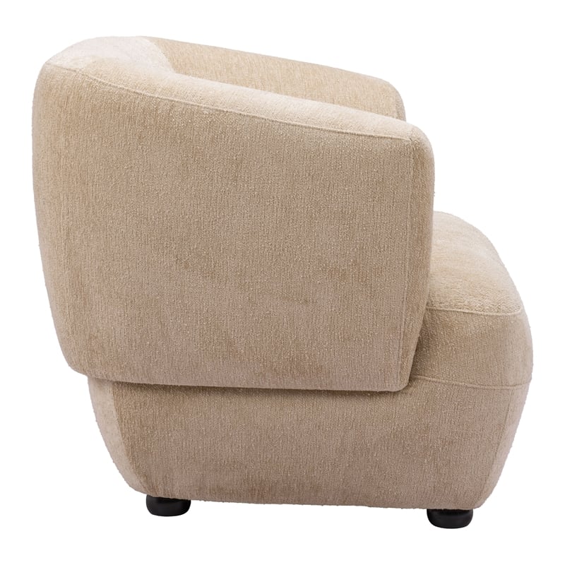 ZUO Bekker Velvet Upholstered Accent Chair in Golden Beige