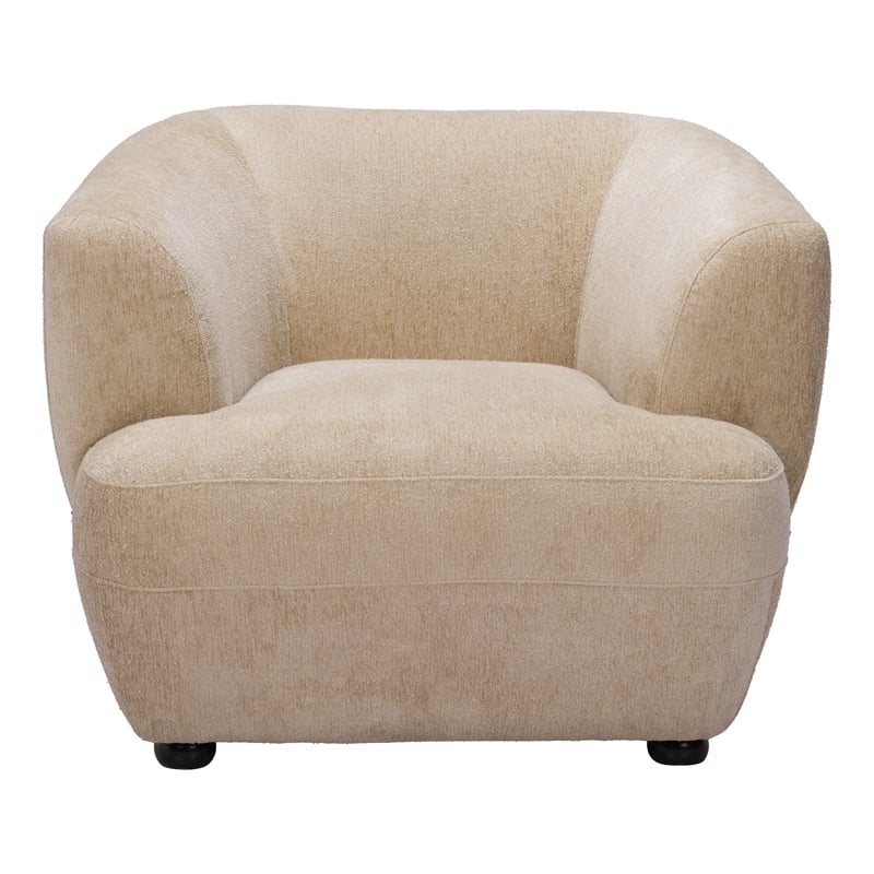 ZUO Bekker Velvet Upholstered Accent Chair in Golden Beige