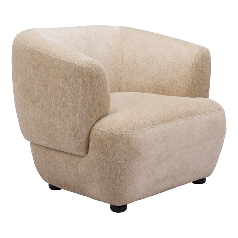 ZUO Bekker Velvet Upholstered Accent Chair in Golden Beige